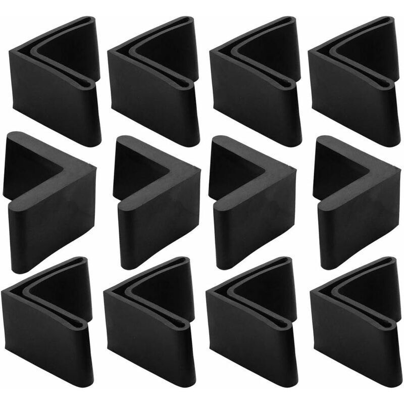 12 Pcs Protection Foot of Chair in Fer Table Embout Foot of Furniture Capuchons Floor in Rubber Shape L Black, 25 X 25 mm, 25 mm