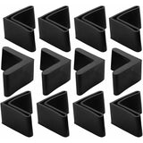 12 Pcs Protection Foot of Chair in Fer Table Embout Foot of Furniture Capuchons Floor in Rubber Shape L Black, 25 X 25 mm, 25 mm