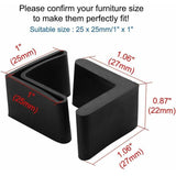 12 Pcs Protection Foot of Chair in Fer Table Embout Foot of Furniture Capuchons Floor in Rubber Shape L Black, 25 X 25 mm, 25 mm