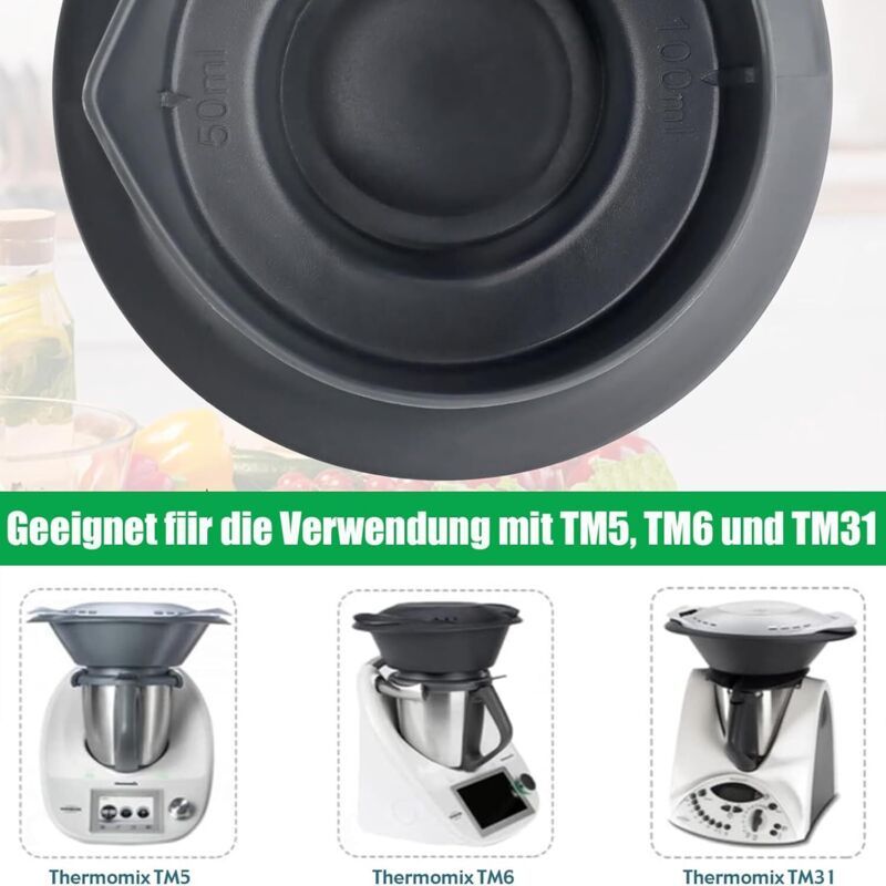 Measuring Cup Mix Compatible with Thermomix TM5 TM6, Removable Measuring Cup Cover with Graduations of 100 Ml and 50 Ml