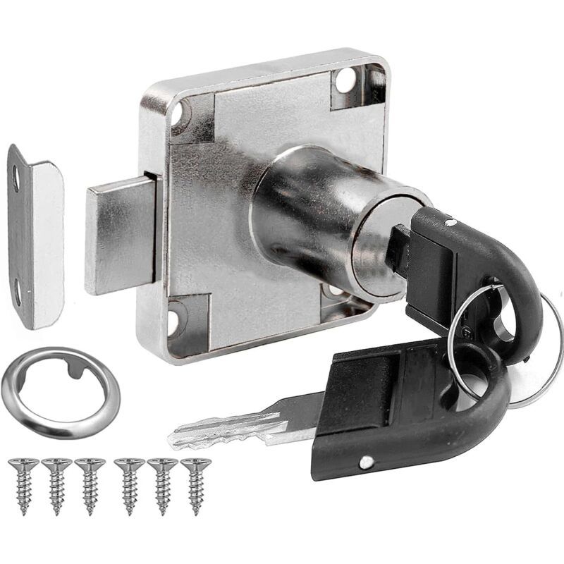 Cam Lock with Identical Wrench Silver, Home Drawer, Mailbox Cupboard, Storage Cabinet Safety Lock for Cabinet