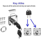 Cam Lock with Identical Wrench Silver, Home Drawer, Mailbox Cupboard, Storage Cabinet Safety Lock for Cabinet - Top-Down View