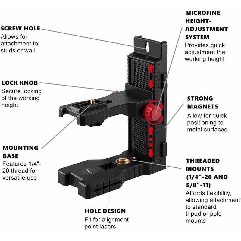 Magnetic Wall Thread Mounting Randomly Selected Style Mounted Holder for Laser Level, 0.25 in
