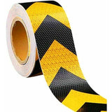 Hazard Warning Reflective Arrow Tape Yellow Black Self-Adhesive Safety Conspicuity Reflector Marking Tape for Signage
