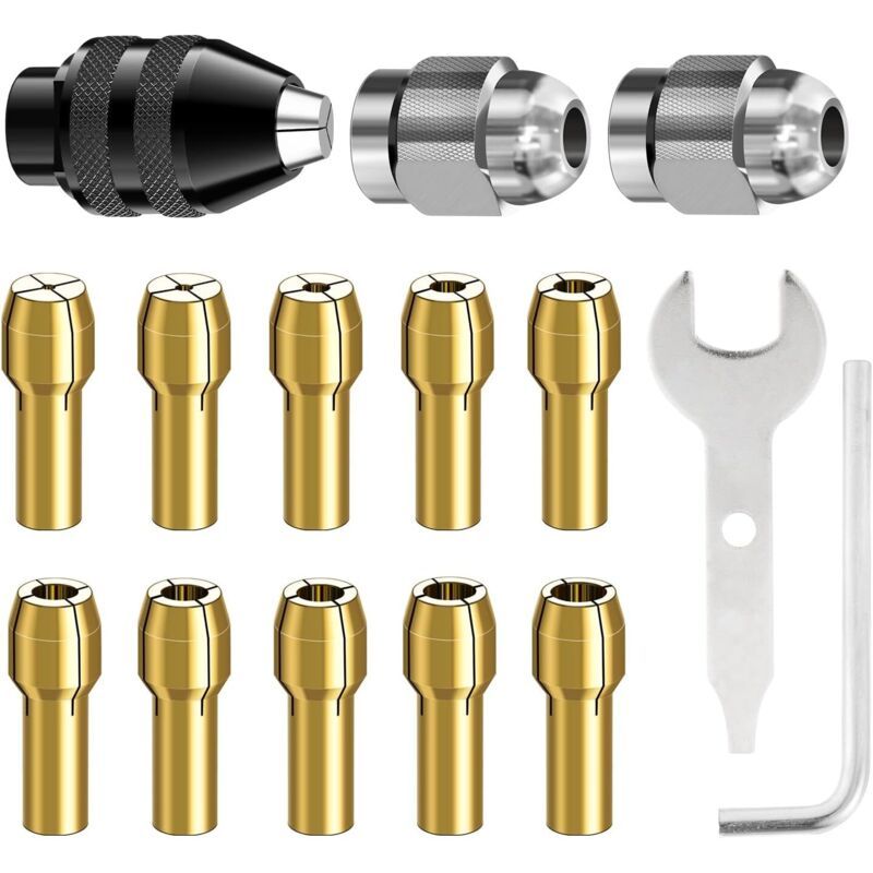 15 Pcs Pinces of Serrage for Mandrin of Perceuse Dremel, 32 in, 0.125 in