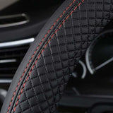Car Steering Wheel Cover Red Black and, Anti-Slip Elastic, Breathable Carbon Fiber Steering Wheel Cover, 3739CM