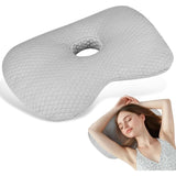 Ear Piercing Cushion Gray, Piercing Pillows with Hole Ear Piercing Pillow with Zipper for Lateral Ears and Pain Relief, 8.9cm