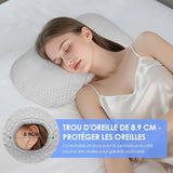 Ear Piercing Cushion Gray, Piercing Pillows with Hole Ear Piercing Pillow with Zipper for Lateral Ears and Pain Relief, 8.9cm - Front View