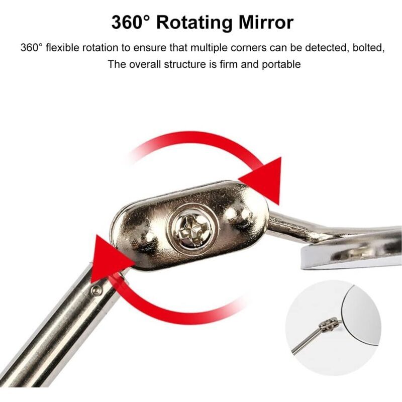 Telescopic Mirrors Black, Non-Slip Handle Telescopic Up to Inspection Mirror Adjustable Inspection Mirrors for Auto Repair, 73 cm