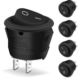 5 Pcs Interrupteurs a Bascule Ronds a 2 Broches ON and OFF Verrouillables with Auto Black, Bateau Appareils Menagers