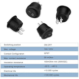 5 Pcs Interrupteurs a Bascule Ronds a 2 Broches ON and OFF Verrouillables with Auto Black, Bateau Appareils Menagers - Front View