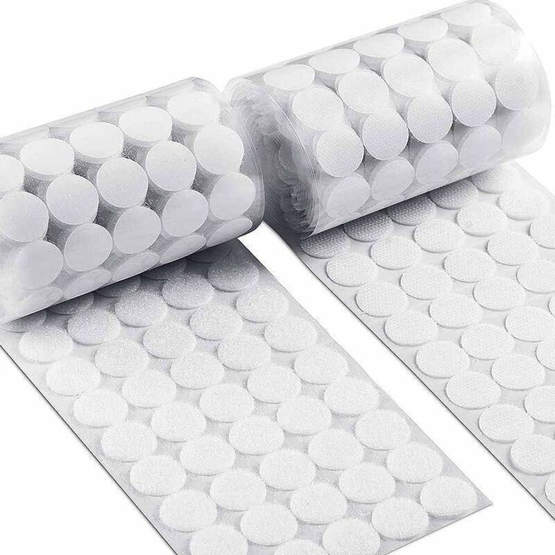 Round Scratch Stickers Self-1200 Round Self-Adhesive Hook and Loops, 600 Pairs Circles with Self-Adhesive Hook and Loop Pads, 15mm