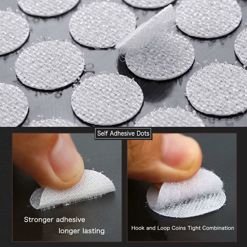 Round Scratch Stickers Self-1200 Round Self-Adhesive Hook and Loops, 600 Pairs Circles with Self-Adhesive Hook and Loop Pads, 15mm