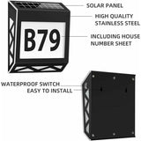 Number of Home Solar Light 8 Led of Home with Switch Crepuscular in Steel Stainless IP54 Waterproof Outdoor with Numbers 09 and Letters A - Front View