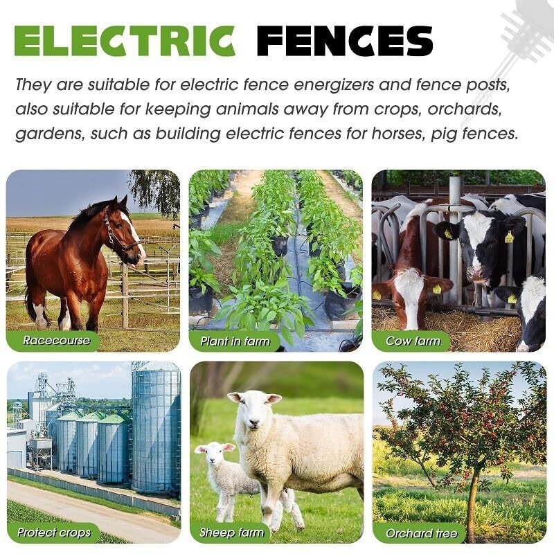 50 Pcs Annular Insulators for Electric Fencing Wood, Self-Attack Screw Insulators Accessories of Electric Fencing for Poles in and 1 Mandrel of