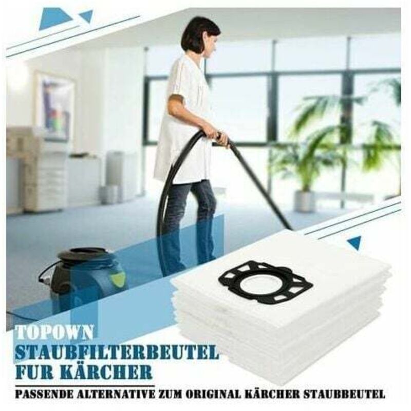 10 Pcs Bag Vacuum Cleaner Karcher WD4 WD5 WD6 WD4 Premium WD5 MV4, Compatible with Karcher, MV5 and MV6 Anti-Dust Filter Bags