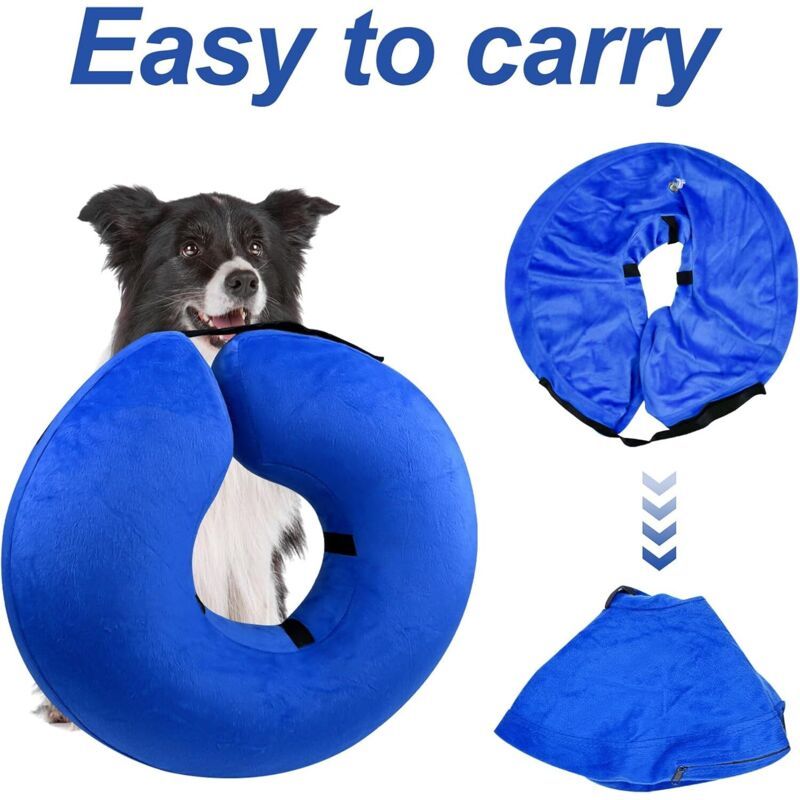 Dog Collar Blue, L Anti-Lick Dog Collar Inflatable Dog Collar Inflatable Recovery Collars for Wound Healing and Preventing Biting or Scratching