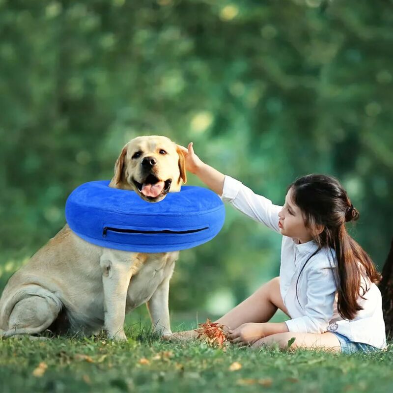 Dog Collar Blue, L Anti-Lick Dog Collar Inflatable Dog Collar Inflatable Recovery Collars for Wound Healing and Preventing Biting or Scratching