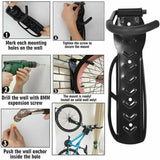 Wall Black, Mounted Bicycle Storage Rack Bike Wall Hanging Hook with Complete Accessories Garage and Shop Bike Mount Holder
