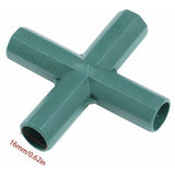 10 Pcs 4, Way Cross Greenhouse Frame Connectors Plastic Tube Connectors for Garden Frames, 16mm