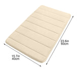 White Non Slip Absorbent Bathroom Rug, Extra Soft Machine Washable Bath Mat for Tub and Shower, 24 x 16 in - Top-Down View