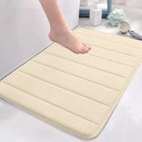 White Non Slip Absorbent Bathroom Rug, Extra Soft Machine Washable Bath Mat for Tub and Shower, 24 x 16 in - Close-Up Angle