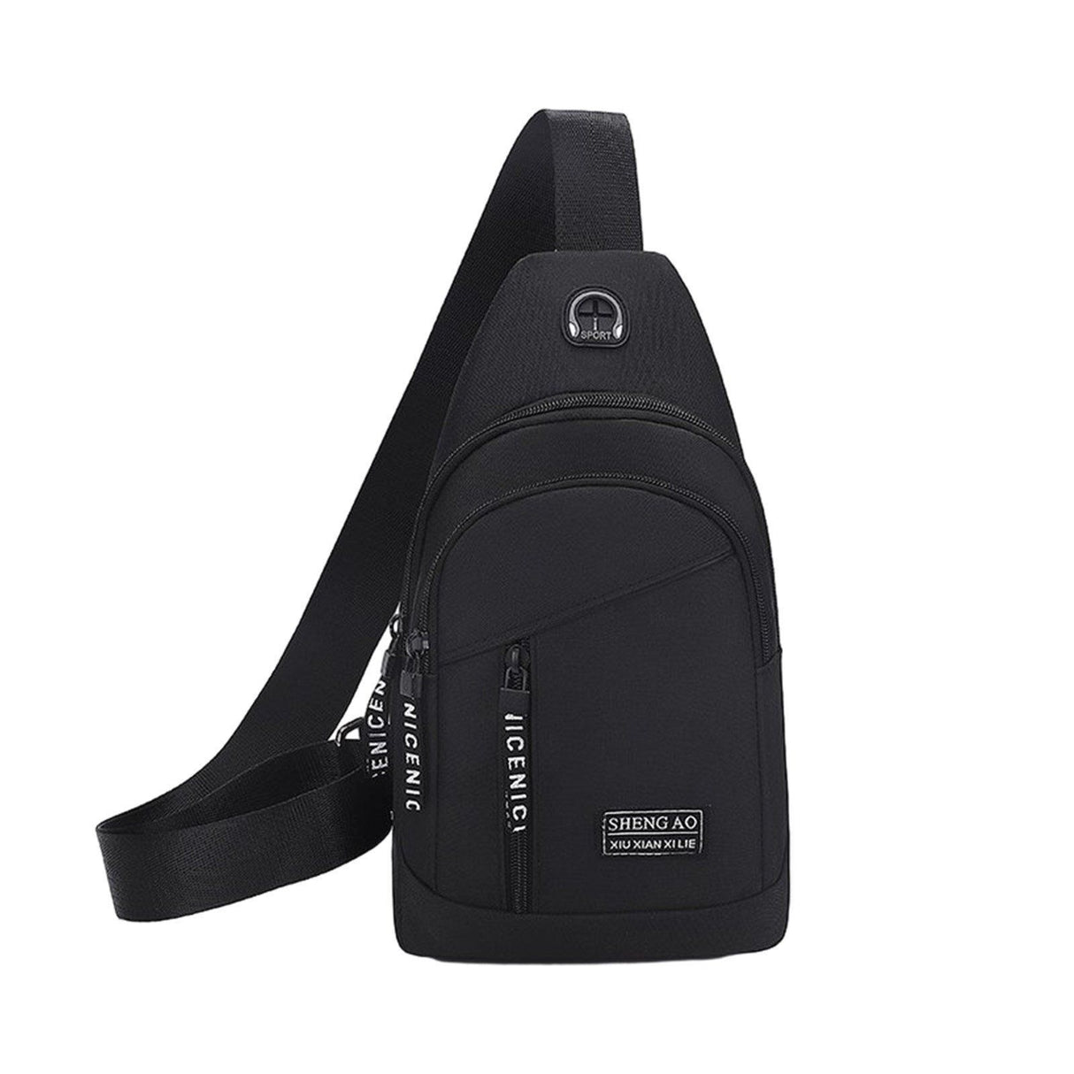 Waterproof Crossbody Sling Bag for Women and Men, Black Small Chest Backpack for Hiking Travel Camping