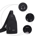 Waterproof Crossbody Sling Bag for Women and Men, Black Small Chest Backpack for Hiking Travel Camping