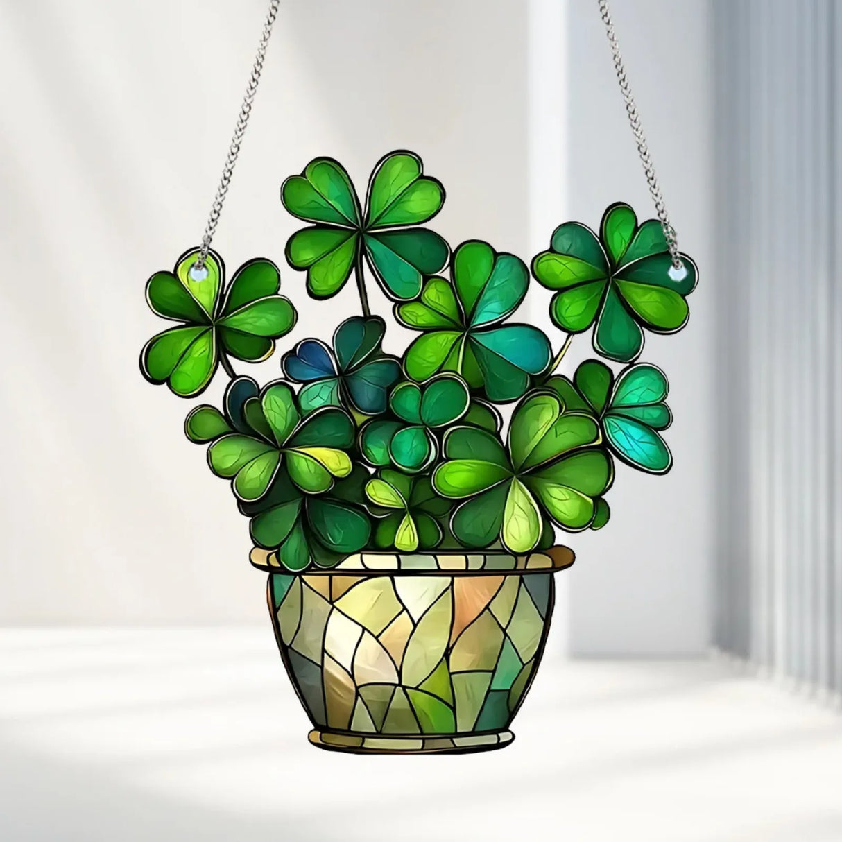 St Patricks Day Shamrock Acrylic Hanging Ornaments for Irish Party Wall and Wreath Decor