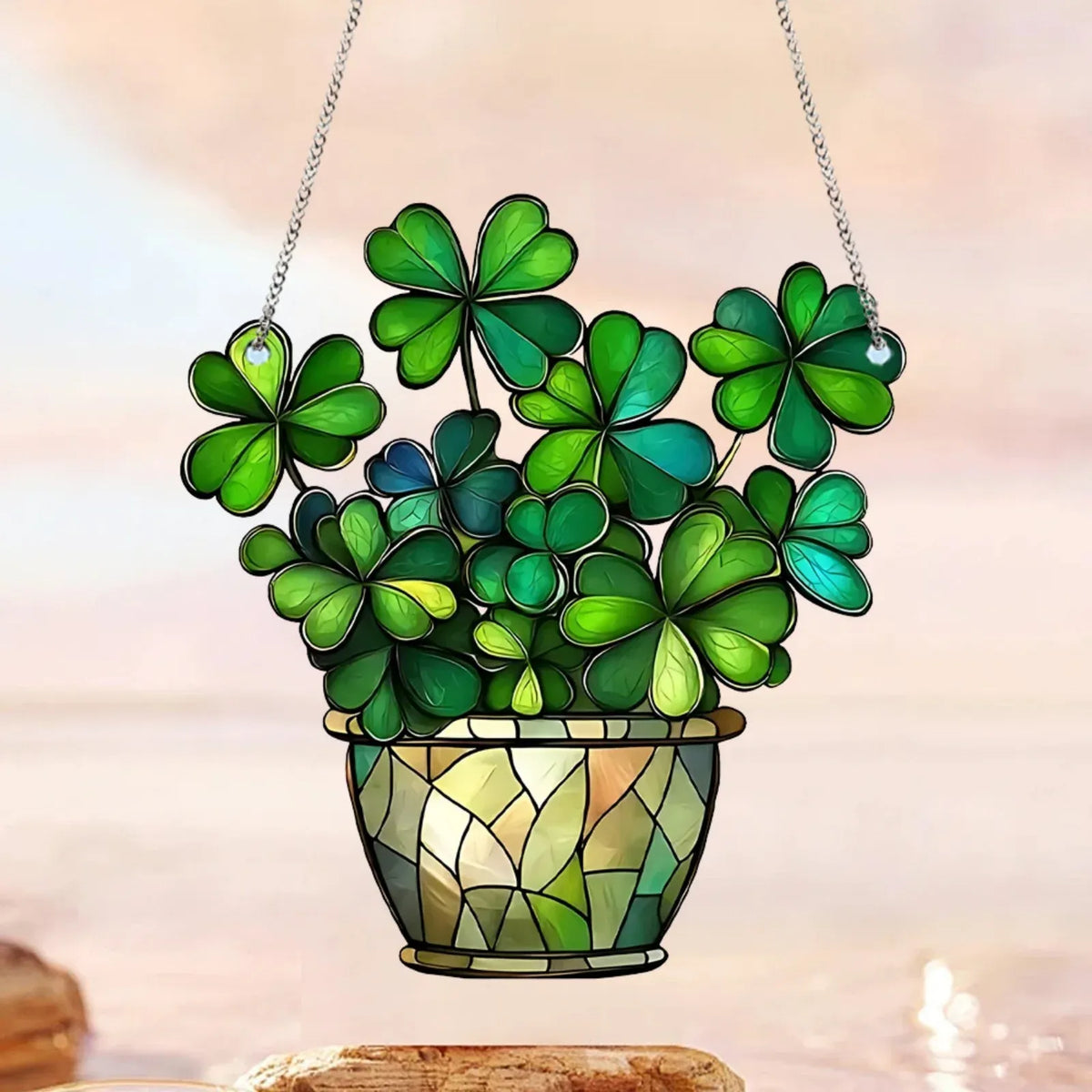 St Patricks Day Shamrock Acrylic Hanging Ornaments for Irish Party Wall and Wreath Decor