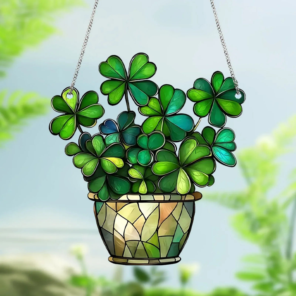 St Patricks Day Shamrock Acrylic Hanging Ornaments for Irish Party Wall and Wreath Decor