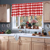 Plaid Window Valance Curtain, Farmhouse Kitchen Bedroom Living Room Decor, 15 x 55 in - Top-Down View