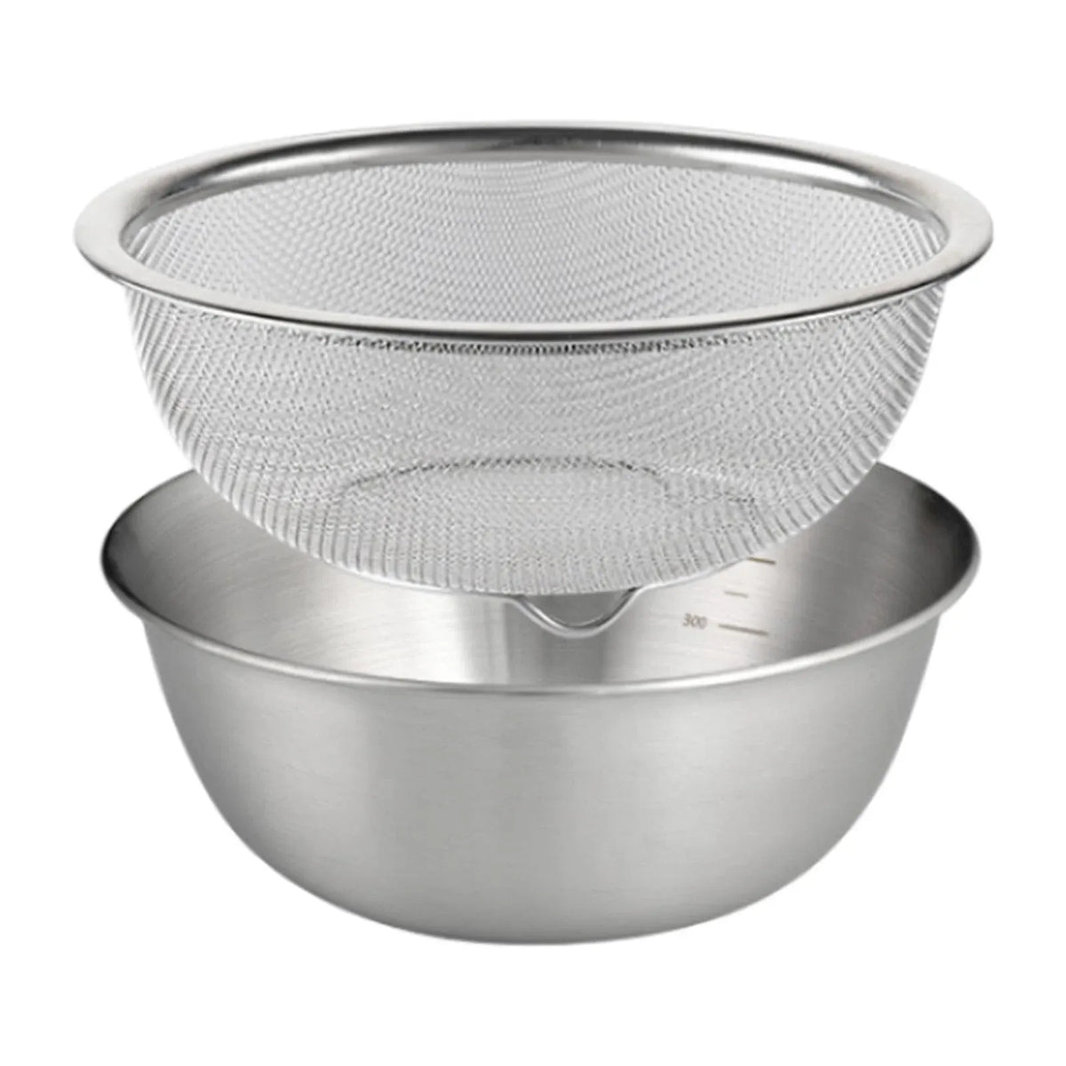 2 Pcs 304 Stainless Steel Colander With Mixing Bowl, Drainer Basket and Rinser for Pasta Rice Fruit, 18 cm