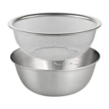 2 Pcs 304 Stainless Steel Colander With Mixing Bowl, Drainer Basket and Rinser for Pasta Rice Fruit, 18 cm