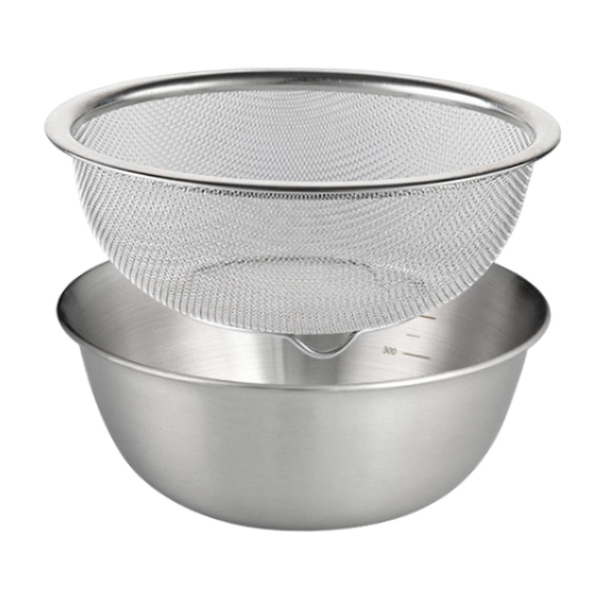 2 Pcs 304 Stainless Steel Colander With Mixing Bowl, Drainer Basket and Rinser for Pasta Rice Fruit, 18 cm
