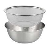 2 Pcs 304 Stainless Steel Colander With Mixing Bowl, Drainer Basket and Rinser for Pasta Rice Fruit, 18 cm