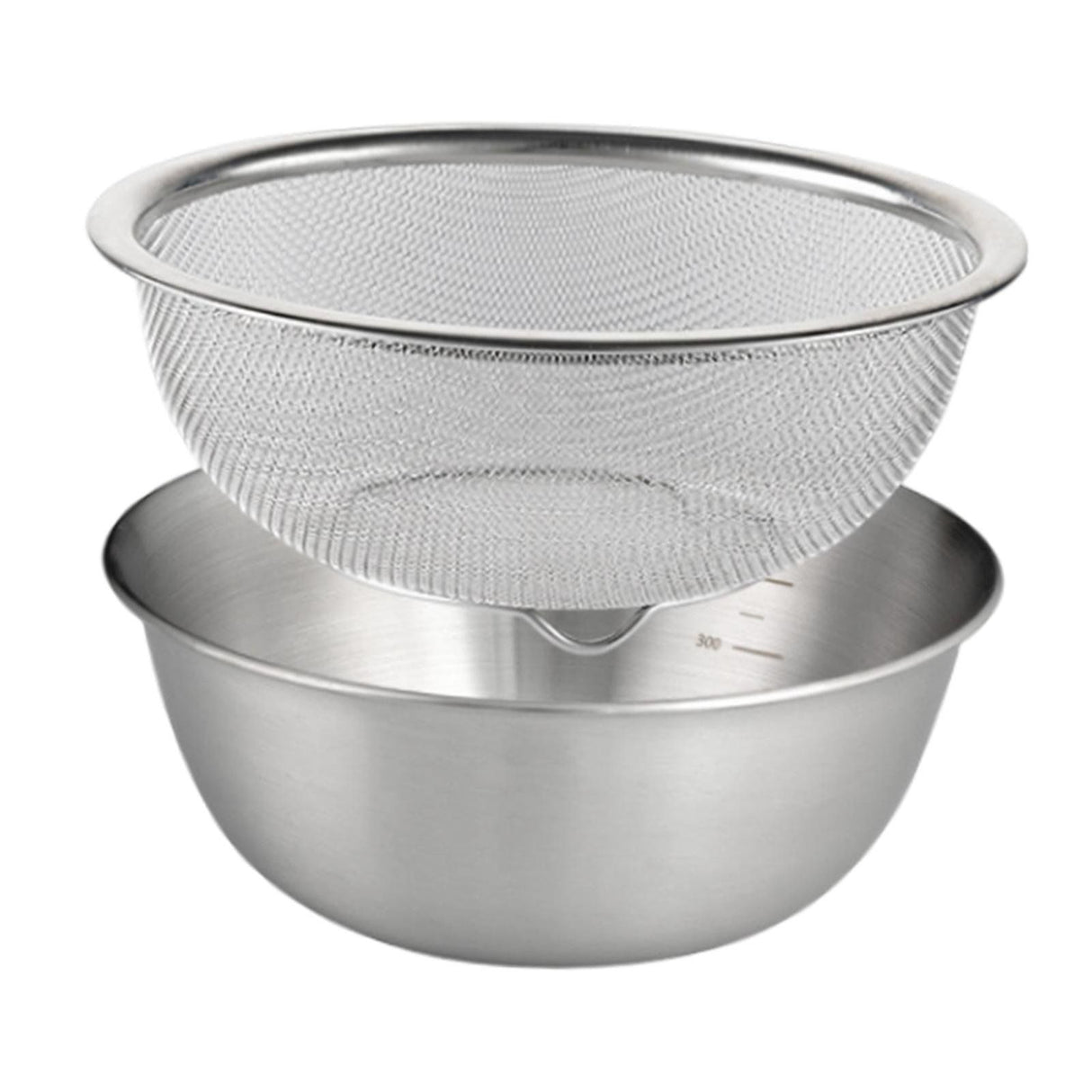 2 Pcs 304 Stainless Steel Colander With Mixing Bowl, Drainer Basket and Rinser for Pasta Rice Fruit, 18 cm