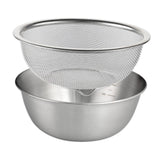 2 Pcs 304 Stainless Steel Colander With Mixing Bowl, Drainer Basket and Rinser for Pasta Rice Fruit, 18 cm