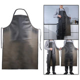 Black Waterproof PVC Apron, Heavy Duty Anti Corrosion Rubber Apron for Lab Cleaning Butcher and Barbecue, 80 x 55 cm - Rear View