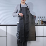 Black Waterproof PVC Apron, Heavy Duty Anti Corrosion Rubber Apron for Lab Cleaning Butcher and Barbecue, 80 x 55 cm - Close-Up Angle