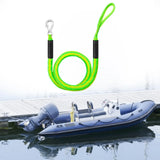 Green Bungee Dock Line Mooring Rope With Stainless Steel Clip for Boats Kayaks Watercraft and Pontoon - Front View