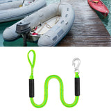Green Bungee Dock Line Mooring Rope With Stainless Steel Clip for Boats Kayaks Watercraft and Pontoon - Side View