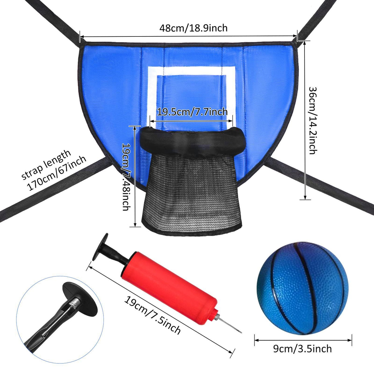 Waterproof Trampoline Basketball Hoop, Lightweight Outdoor Training Backboard Accessory for All Ages