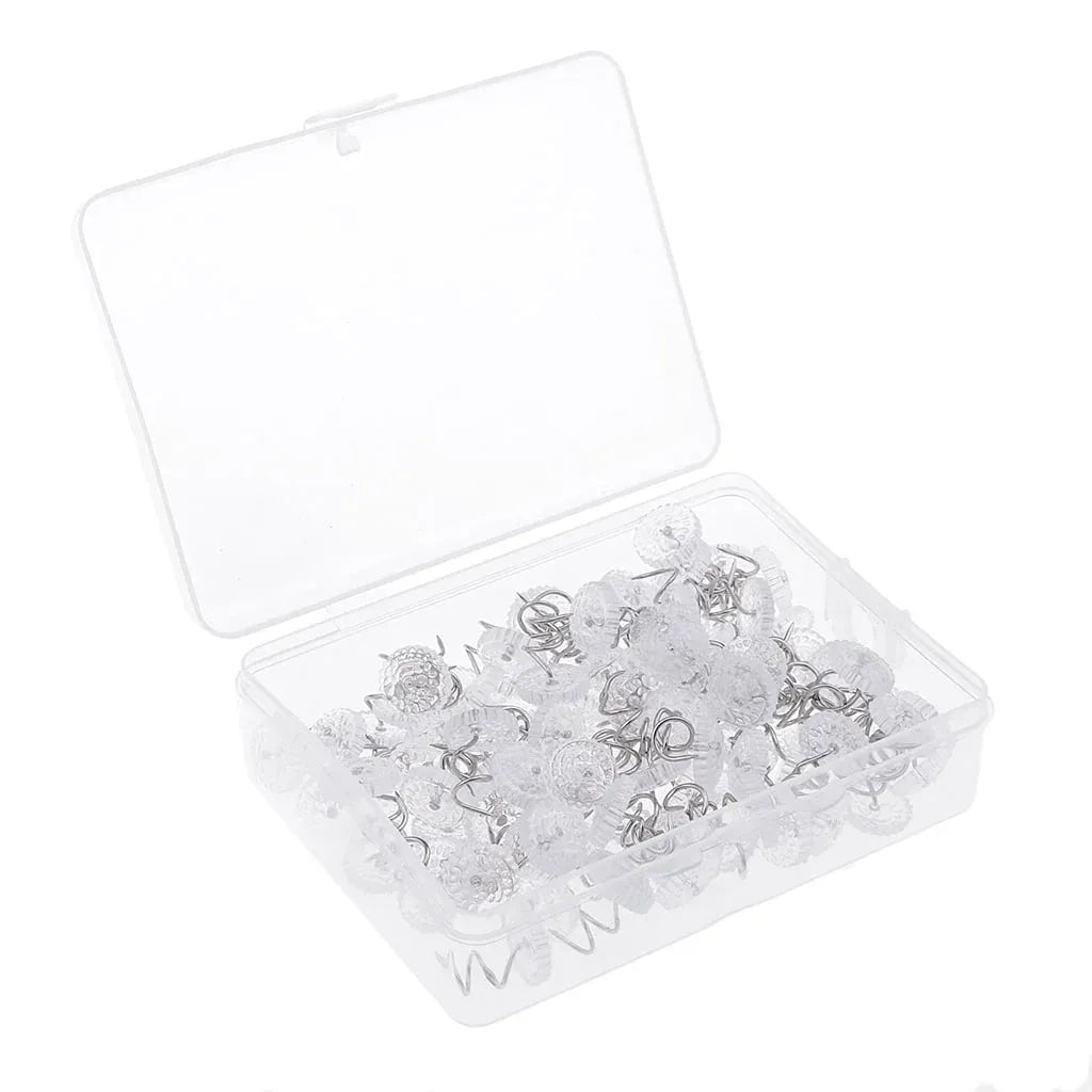 100 Pieces Clear Round Head Upholstery Spiral Nail Studs, Furniture Sofa Tack Pins and Fasteners