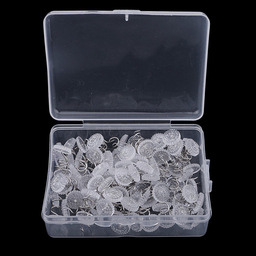 100 Pieces Clear Round Head Upholstery Spiral Nail Studs, Furniture Sofa Tack Pins and Fasteners