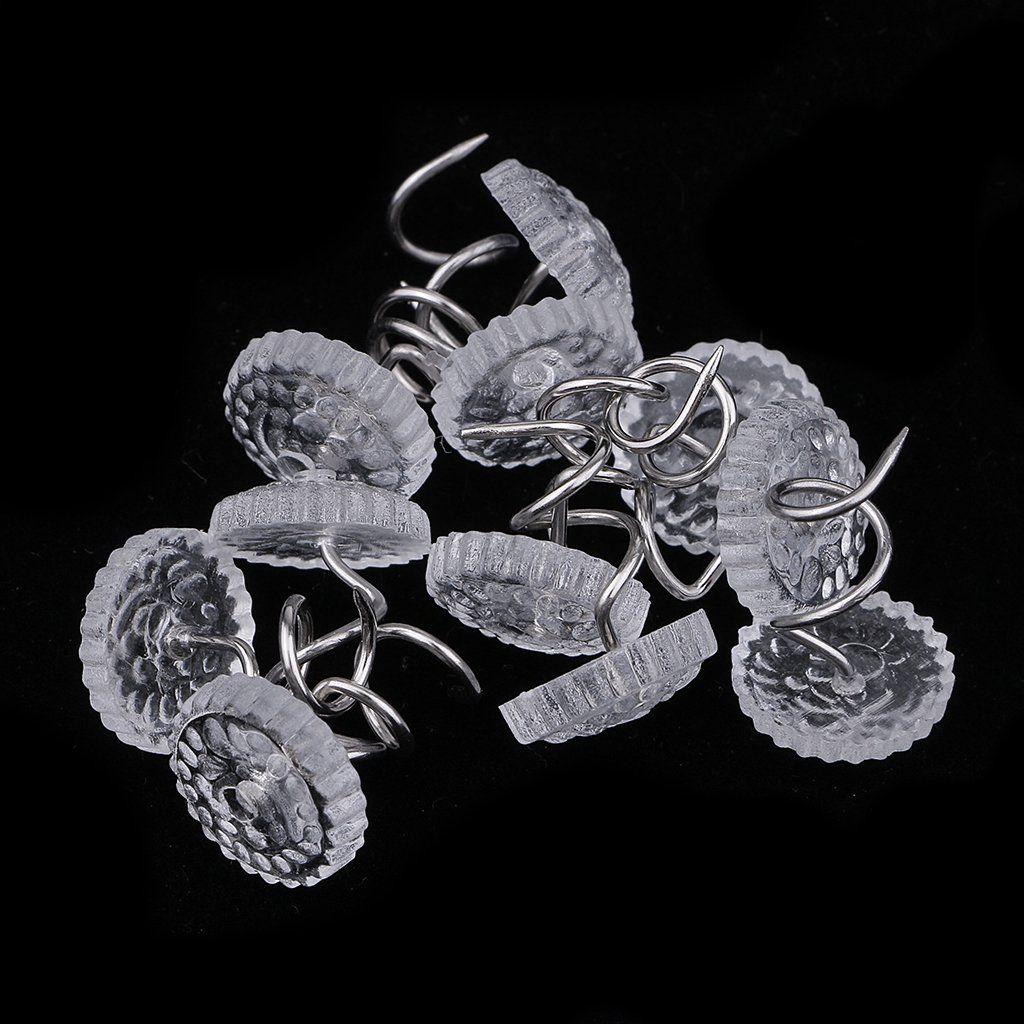 100 Pieces Clear Round Head Upholstery Spiral Nail Studs, Furniture Sofa Tack Pins and Fasteners