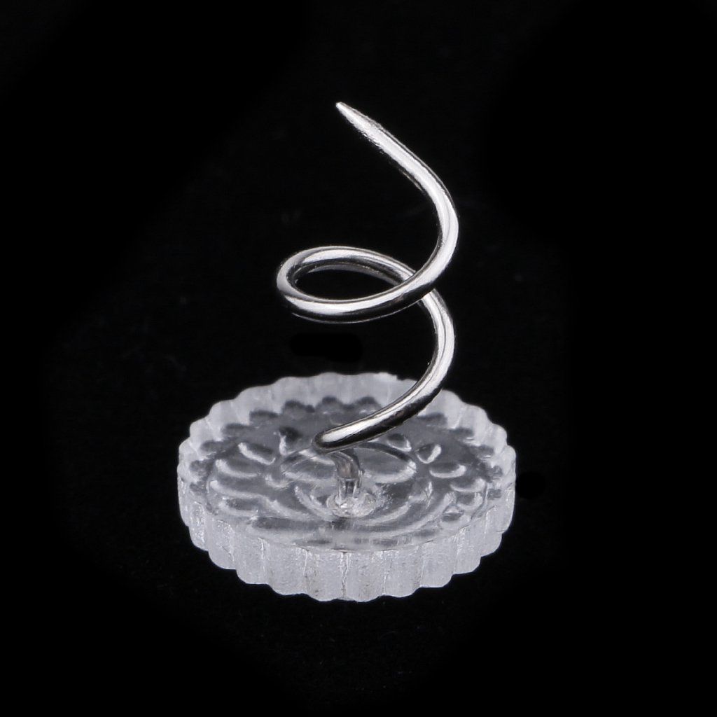 100 Pieces Clear Round Head Upholstery Spiral Nail Studs, Furniture Sofa Tack Pins and Fasteners