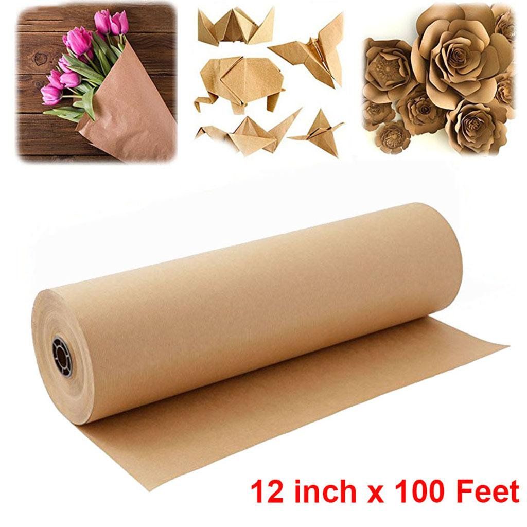 Brown Kraft Paper Roll, Heavy Duty Wrapping Paper for DIY Postal Gift Wrapping and Tabletop Protection, 300mm*30m