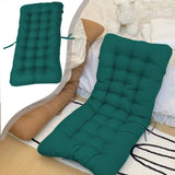 Outdoor Chair Seat Cushion With Ties, Tufted Patio Furniture Replacement Pad, 14 x 28 in