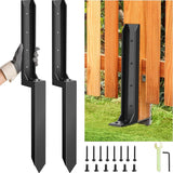 2 Piece Fence Post Repair Kit, Steel Brackets for Broken or Rotted Wooden Posts for Garden Yard Patio Fences